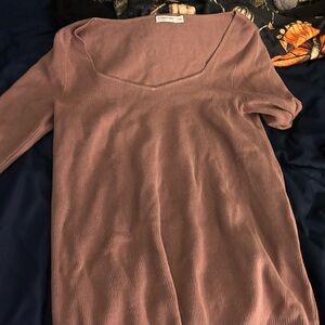 Ribbed Mauve Long Sleeve Top
